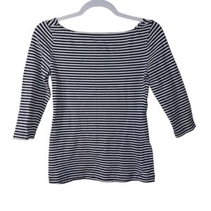 H&M LADIES 3/4 SLEEVE STRIPED TEE- S